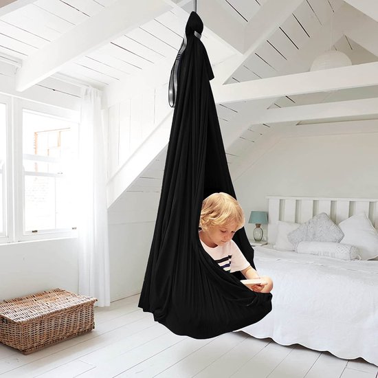 Hangmat - Sensorische Hangschommel Voor Kinderen - Indoor & Outdoor - Schommel - 1 Meter - Zwart