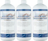 Body & Hair Creamy Wellness - 1 liter - set van 3 stuks - 2 in 1 voor lichaam en haar.