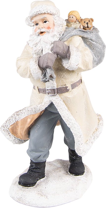 Clayre & Eef Figurine Père Noël 25 cm Gris Polyrésine