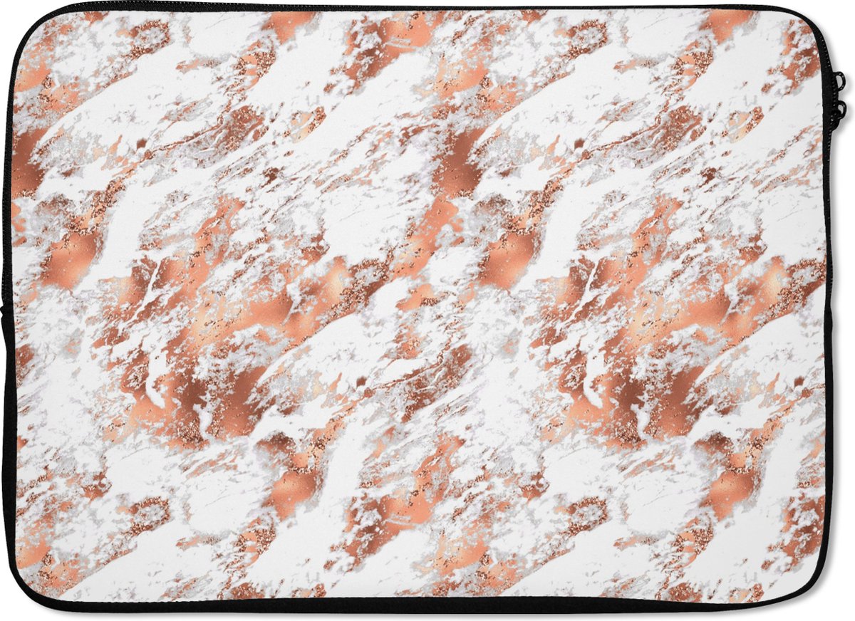 Laptophoes - Marmer print - Stenen - Luxe - Rose goud - Laptoptas - Laptop hoes - Laptop case - 14 Inch - Laptop