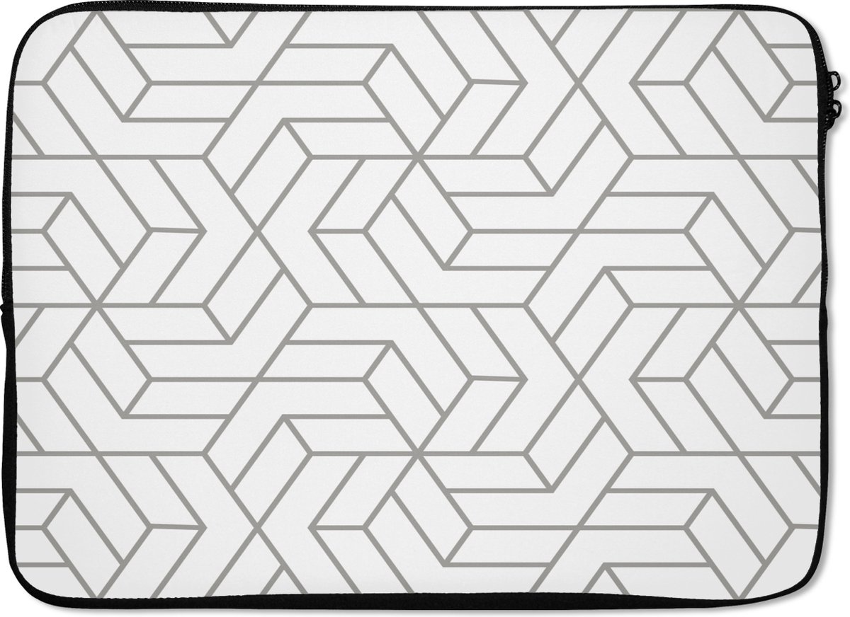Laptophoes - Laptoptas - Patronen - Design - Zwart - Wit - Geometrie - 13 Inch - Laptopsleeve - Laptop