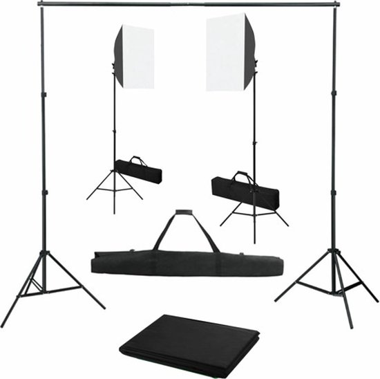 Foto: Vidaxl fotostudioset met softboxlampen en achtergrond