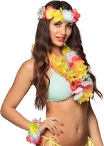 Flower Power Set - Toppers in Concert 2022 - 4 Delig - Ketting - Hoofdband - 2x Armband Hawaii Bloemen Toppers