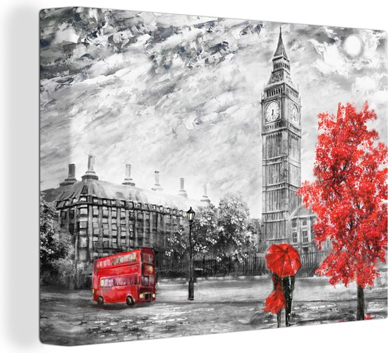 Canvas - Schilderij - Olieverf - Big Ben - Londen - 120x90 cm - Schilderijen op canvas - Wanddecoratie