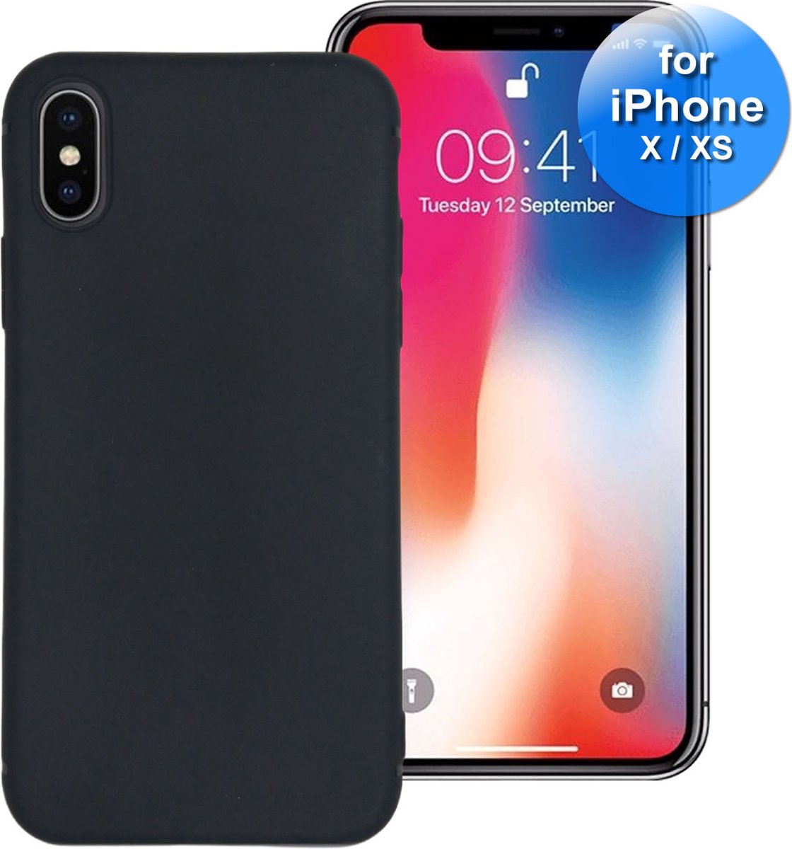 Hoesje geschikt voor iPhone X/10 en iPhone Xs - telefoonhoesje - Back Cover - Siliconen - Zwart