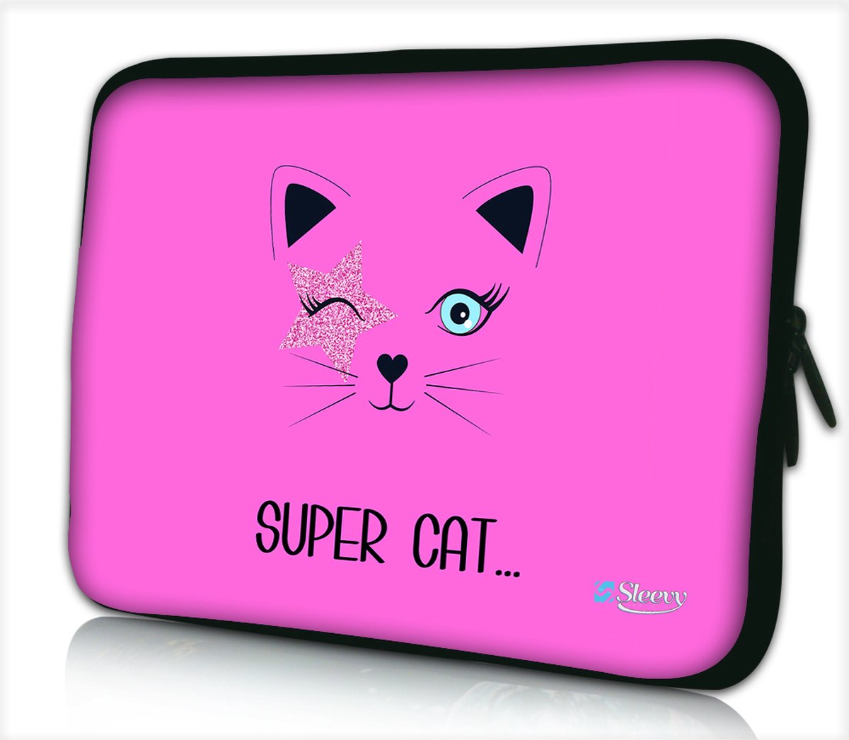 Laptophoes 14 inch super cat - Sleevy - laptop sleeve - laptopcover - Alle inch-maten & keuze uit 250+ designs! Sleevy