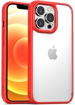 Smartphonica TPU Sterk Hoesje Met Doorzichtige Achterkant voor iPhone 13 Pro - Rood / Back Cover geschikt voor Apple iPhone 13 Pro