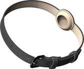 Airtag halsband hond - Hondenhalsband - Kattenhalsband - Tracker - Geschikt voor airtag - 42 cm - kunstleer - zwart/beige