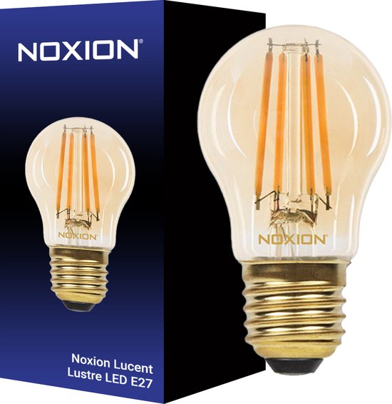 Noxion Lucent Lustre LED E27 Kogel Filament Amber 4.1W 350lm - 822 Zeer Warm Wit | Dimbaar - Vervangt 32W.