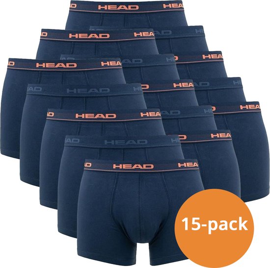 HEAD boxershorts Basic Peacoat/Orange- 15-Pack Donkerblauwe heren boxershorts - Maat XXL