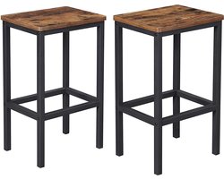 Barkrukken - set van 2 - keukenkrukken - industrieel design met voetsteun voor keuken - woonkamer - feestzaal - vintage - donkerbruin