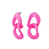 Boucles d'oreilles acrylique grande chaîne - Hot Pink
