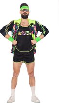 Wilbers & Wilbers - Jaren 80 & 90 Kostuum - Spetterend Aerobic Neon 80s Kostuum Man - Groen, Zwart - Maat 54 - Carnavalskleding - Verkleedkleding