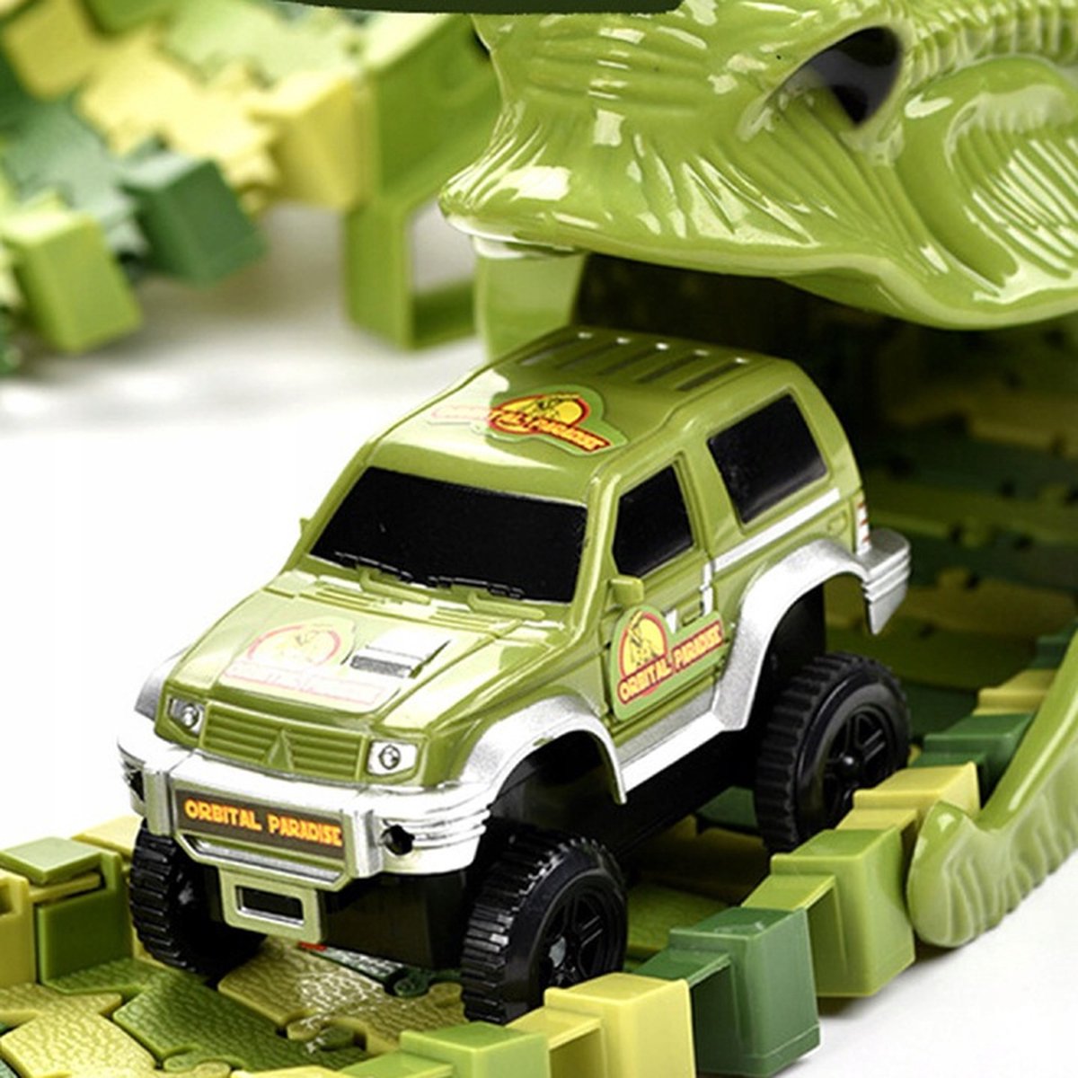Dinosaurus Flexibele Racebaan Autobaan 229 Delig met AA Batterijen - Auto Racebaan met een Auto, Dinosaurussen, Bomen - Autobahn - AutoRacebaan - Eenvoudig te monteren - Eindeloos combineren - Veel Speelplezier — afbeelding 9