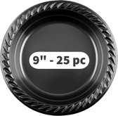 25 PP borden zwart 22.8 cm , 9" - Feest / verjaardag / BBQ borden - Party plates