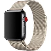 Geschikt voor Apple Watch bandje 38 / 40 / 41 mm - Series 1 2 3 4 5 6 7 SE - Smartwatch iWatch horloge band - 38mm 40mm 41mm -roestvrij staal-  Magneet Sluiting- GOUD