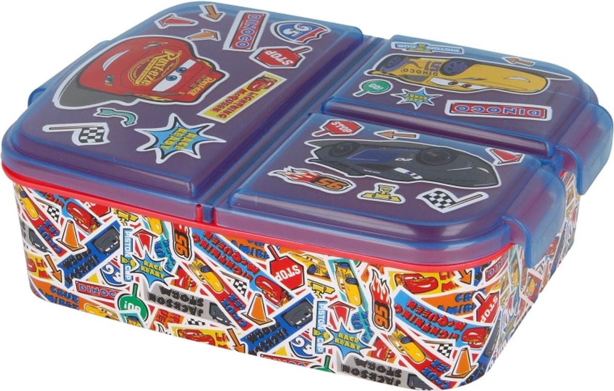 McQueen Cars Broodtrommel 3 vakjes - 18x13 cm - Brooddoos - Lunchbox