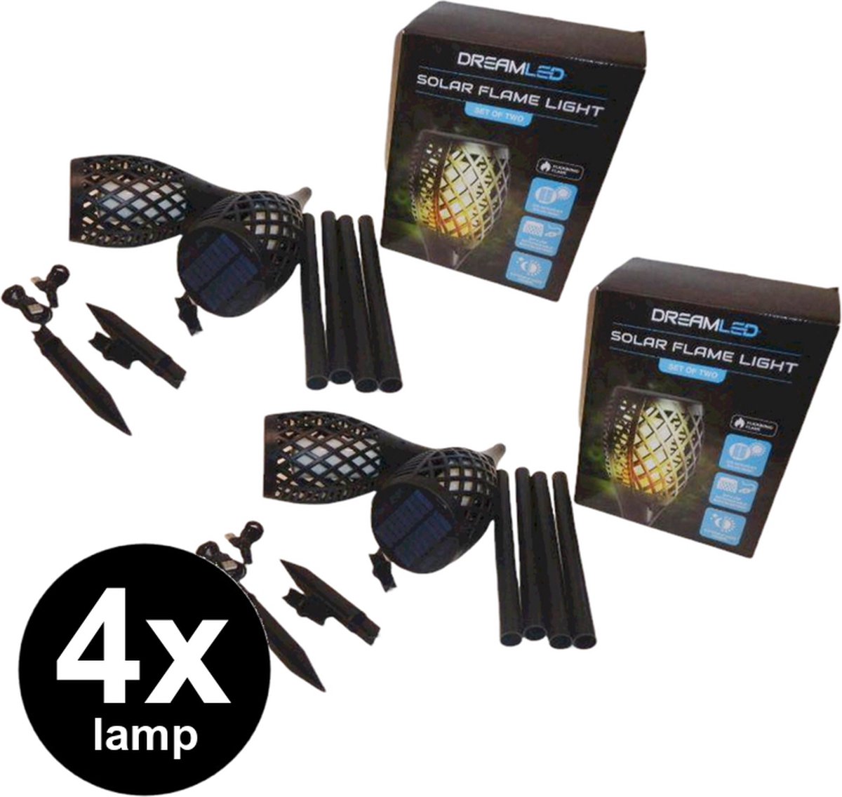 Dreamled Solar Flame LED Light fakkel tuinverlichting - set van 4 stuks |  bol