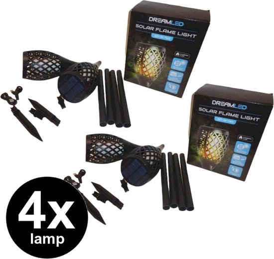 Dreamled Solar Flame LED Light fakkel tuinverlichting - set van 4 stuks - DreamLED