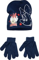 Disney Minnie Mouse muts + handschoenen - blauw - maat 52