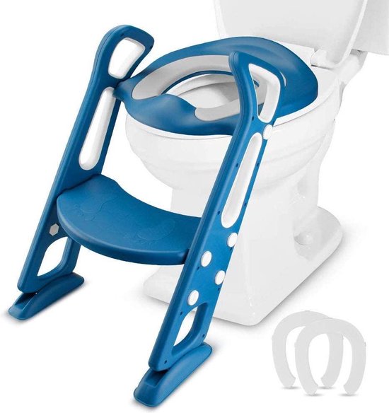 Bleu Siège Pot Réducteur de Toilette Lunette WC avec Poignée pour