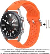 Oranje Siliconen Bandje geschikt voor bepaalde 22mm smartwatches van verschillende bekende merken (zie lijst met compatibele modellen in producttekst) - Maat: zie foto – 22 mm orange rubber smartwatch strap