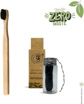 green-goose® Tandverzorgingspakket Floss Zwart | Biologisch Afbreekbaar Vegan Maisvezel Flosdraad | Bamboe Tandenborstel | Duurzaam | Milieuvriendelijk | Minimal Waste