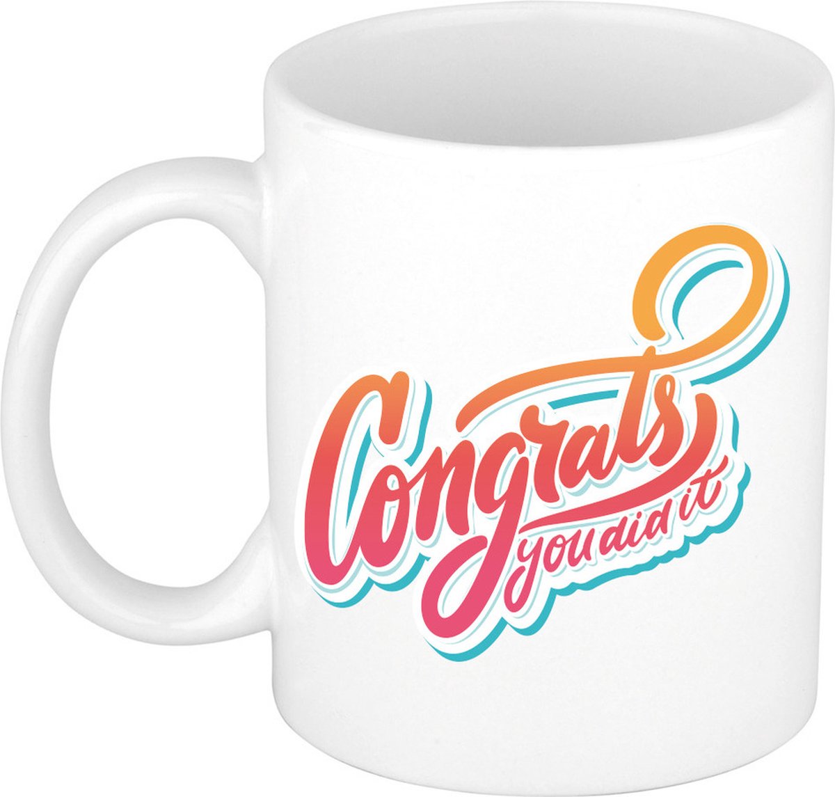 Congrats you did it mok wit - 300 ml - cadeau mok / beker - geslaagd / nieuwe baan