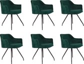 Bronx71® Velvet eetkamerstoel Nelly donkergroen - Eetkamerstoelen set van 6