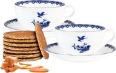 Kop en schotel - set van 2 - incl. pak strooopwafels - Rijksmuseum - Delfts blauw - cadeauset - cadeaupakket - relatiegeschenk - bedankt cadeau