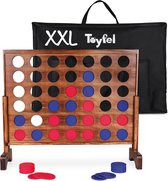 Toyfel XXL Speelgoed vier op een rij - Ace 4 op een rij spel - Spellen voor binnen en buiten - houten spelletjes voor kinderen en familie