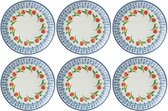 Ontbijtborden Ø 19,5 cm - set van 6 - serviesset 6 persoons - Delfts blauw - tulp - borden servies - Heinen Delfts blauw - borden set