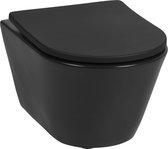 Saqu Opaque hangtoilet incl. toiletbril 35,5x53cm Mat zwart