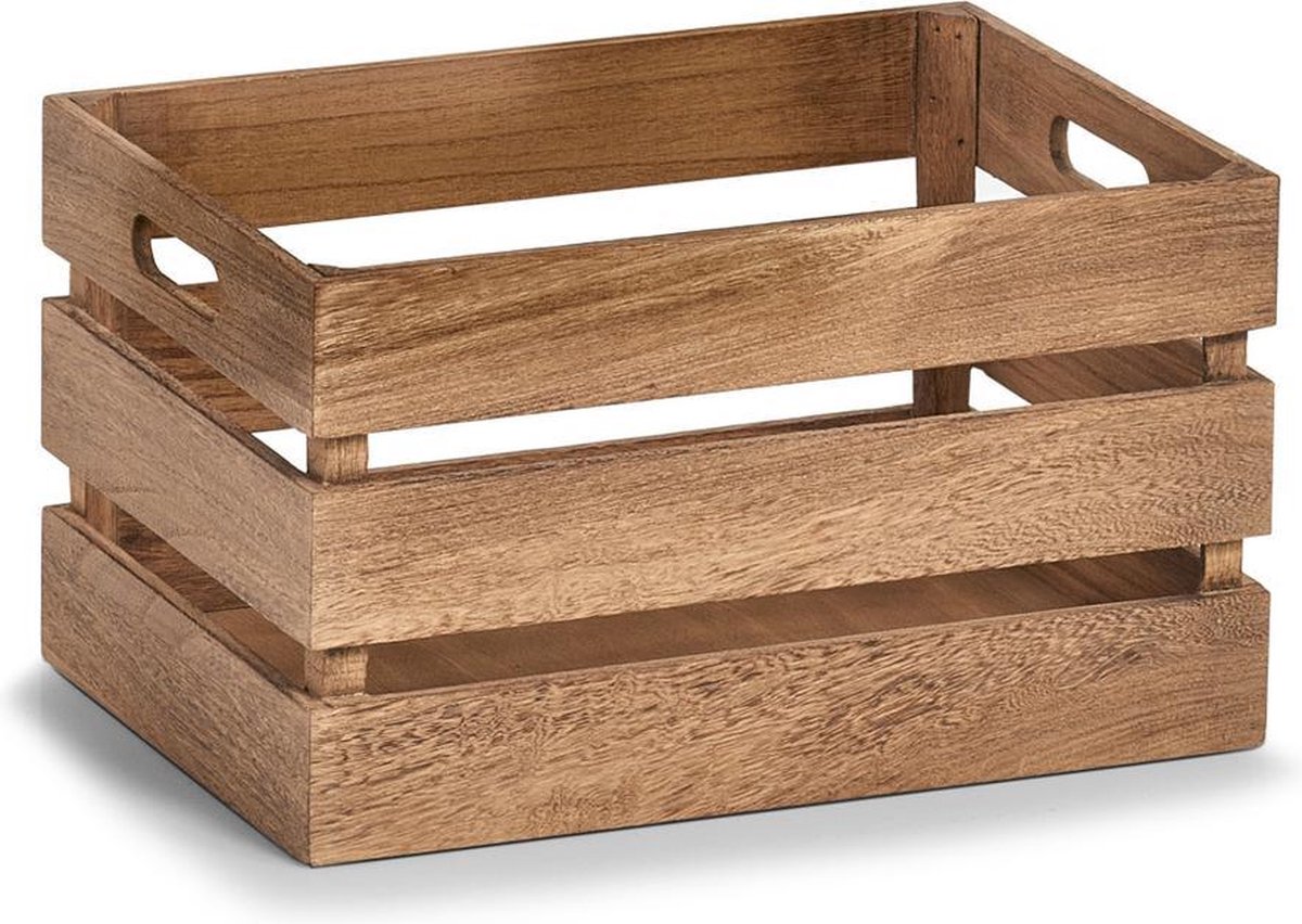 Zeller Houten kratjes stapelbaar - 35 x 25 x 20 cm (M) - Stapelbaar