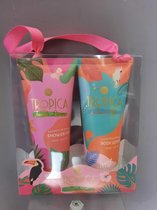 badset tropica 2x 100 ml douchegel-bodylotion -geschenkset voor vrouwen - geschenk verjaardag - kerst - moederdag - zomaar