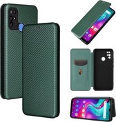 Voor Doogee X96 Pro Carbon Fiber Textuur Magnetische Horizontale Flip TPU + PC + PU Leather Case met Card Slot (Groen)