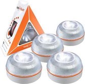 4x Help Flash - Autonoom noodlicht, V16-signaal van gevaar en lantaarn-presentest, goedgekeurd, DGT, V16, met gemagnetiseerde basis, automatische activering, gemaakt in Spanje