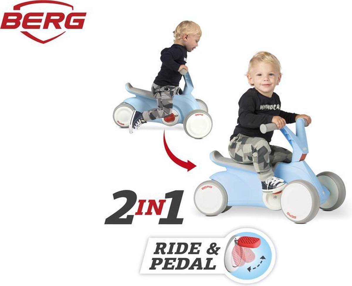 BERG GO2 Loopauto en Trapauto - Speelgoed vanaf 1 jaar - Uitklapbare pedalen - 10 tot 30 maanden - Blauw — afbeelding 5