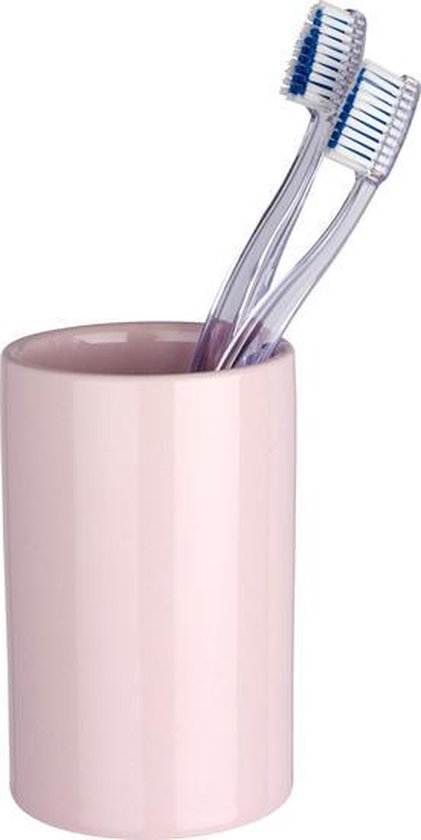 Tandenborstel houder / beker pastel roze CERAMIC