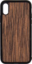 Apple Iphone X / XS Houten GSM Hoesje Wenge Hout Shockproof TPU Case Hoes Uniek Design Telefoon Zwart Protection Geschenk Kerstmis Vaderdag Moederdag Verjaardag