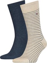 Tommy Hilfiger Small Stripe Sock (2-pack) - heren sokken - beige gestreept - Maat: 43-46