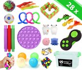 Fidget toys pakket - 28 stuks fidgets inclusief pop it - sticky balls - simple dimple - globbles - squishy dieren - mochi squishies - sinterklaas cadeautjes