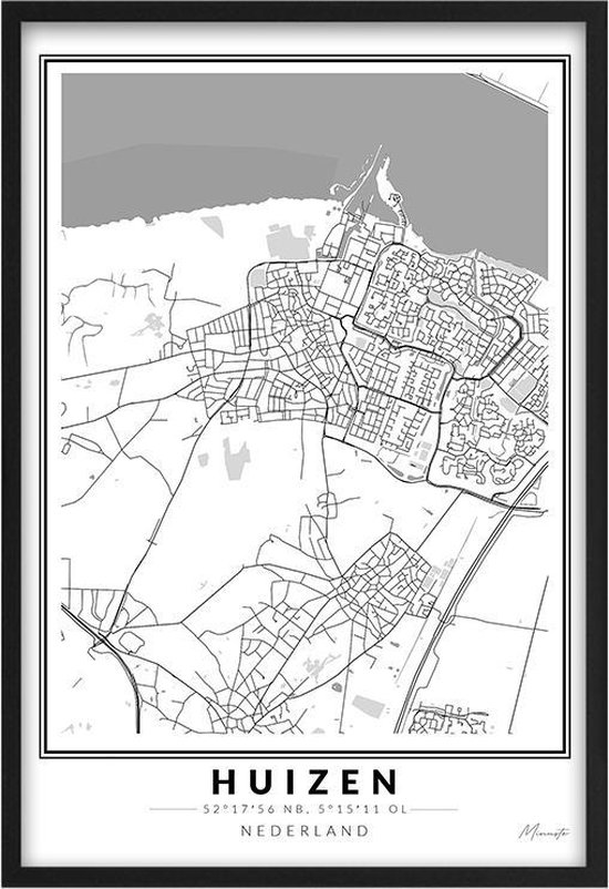 Poster Dorp Huizen A2 - 42 x 59,4 cm (Exclusief Lijst)