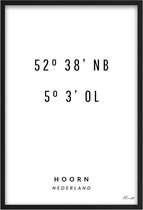 Poster Coördinaten Hoorn A2 - 42 x 59,4 cm (Exclusief Lijst)