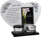 Waxinehouder in memoriam overleden glas hart met mini urn gedicht Lieve Oma...-overlijden-overleden-herdenken