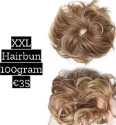 Hairbun XXL EXTRA groot 100gram haarstuk crunchie Updo Light Brown Ash Blond Mix