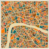 JUNIQE - Poster met kunststof lijst Londen kleurrijke kaart -50x50