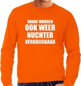 Feest sweater - morgen nuchter verkrijgbaar - oranje - heren - Party outfit / kleding / trui - Koningsdag/ Nederland/ EK/ WK L
