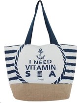 Sac de plage I Need Vitamin Sea blanc 37 x 53 cm - Polyester Beach Shoppers