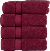 Homéé handdoek Ruche bordeaux rood 50x100cm gekamde katoen 550g. p/m² 4 stuks